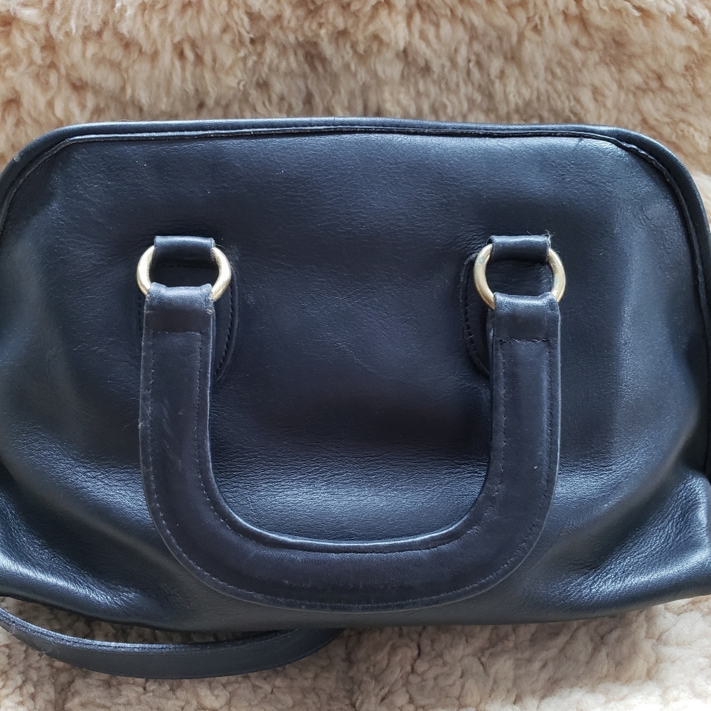 Vintage Coach, Glove Tanned Leather, Baxter Satchel, In Dark Navy - Picture 9 of 11